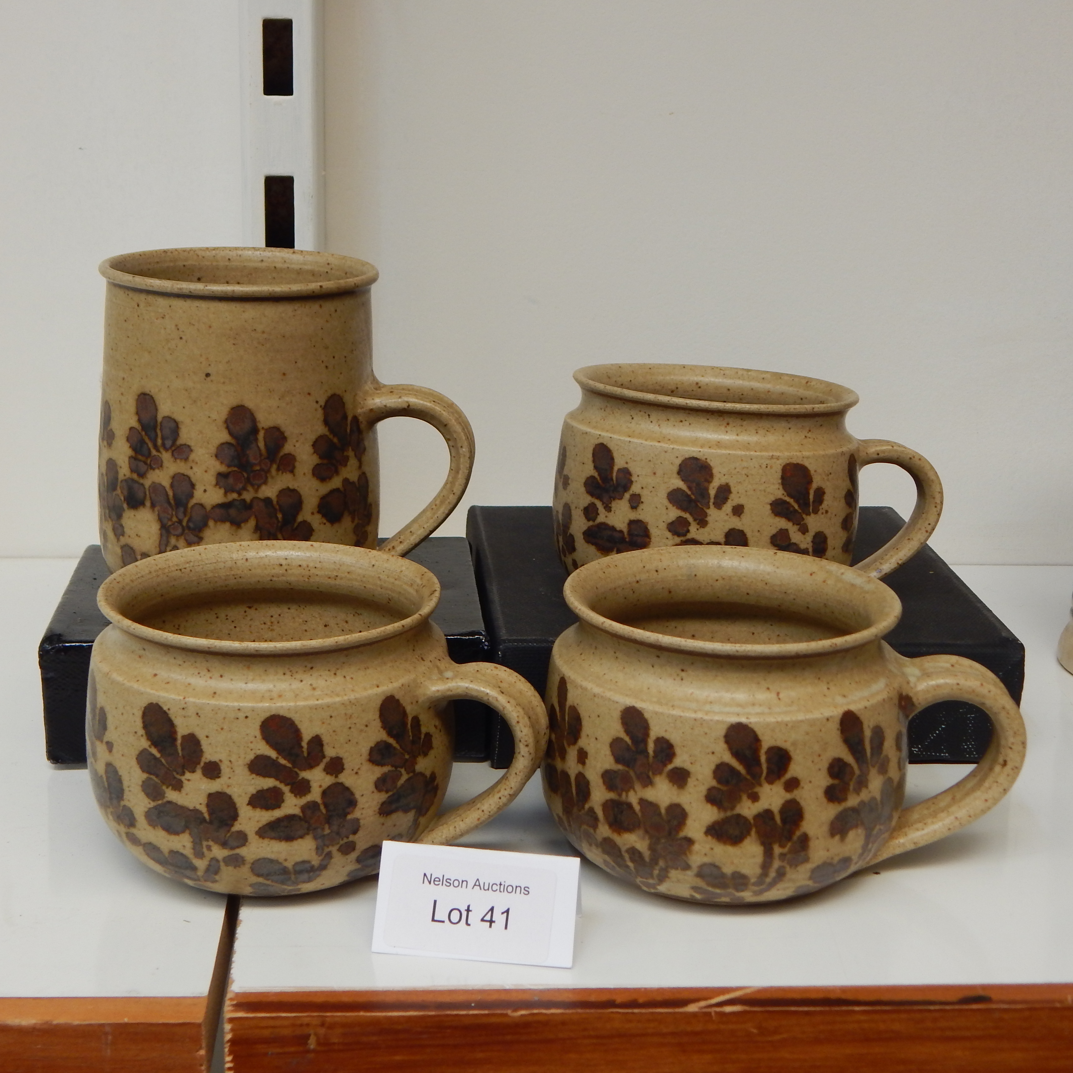 4 c1980 Stoneware mugs by Neudorf Pottery — sold at auction in New Zealand for $20