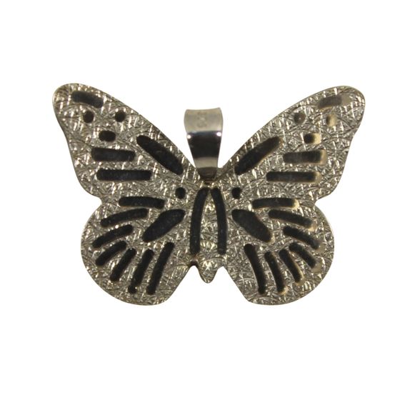 Italian Butterfly Double-winged Pendant in 9ct White Gold