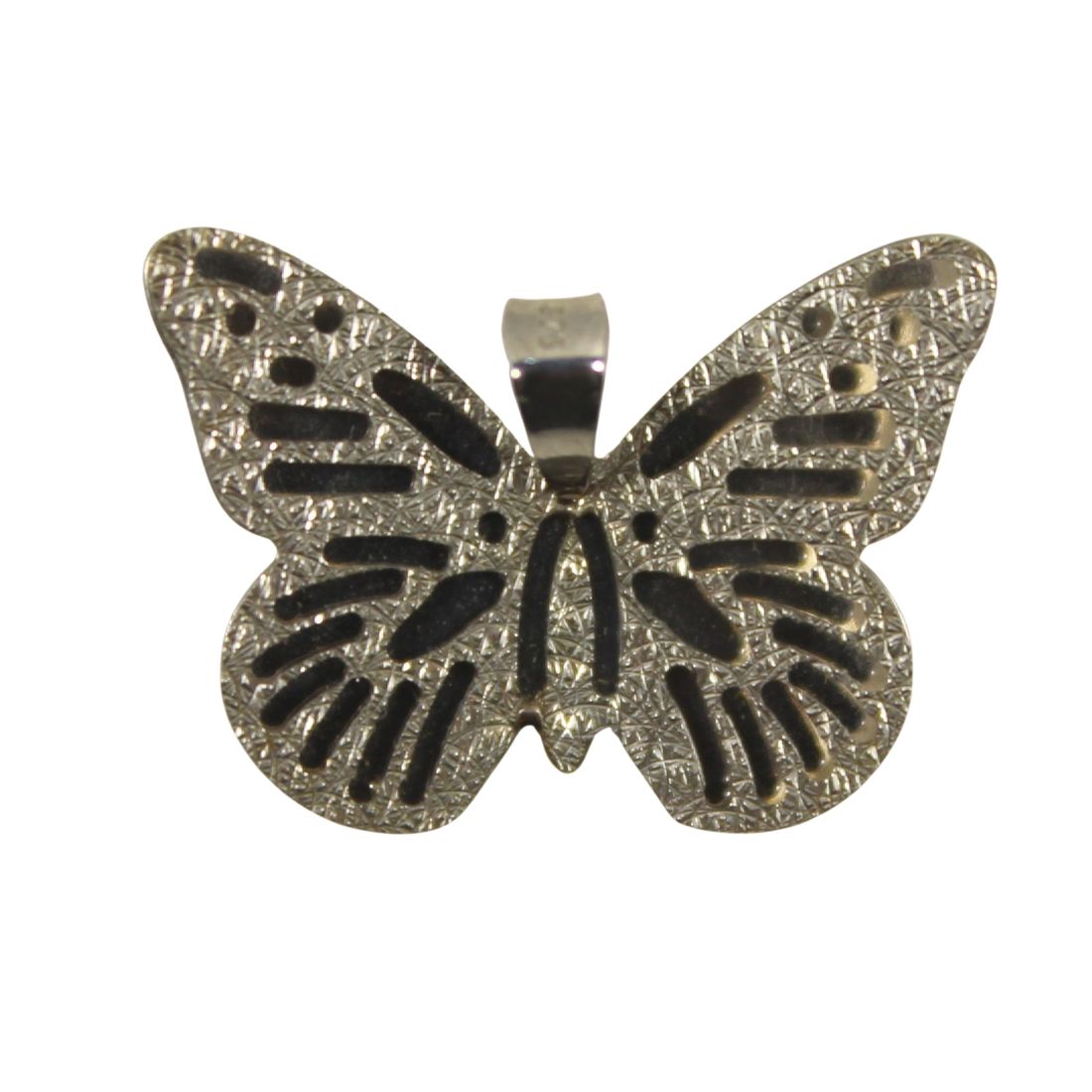 Italian Butterfly Double-winged Pendant in 9ct White Gold