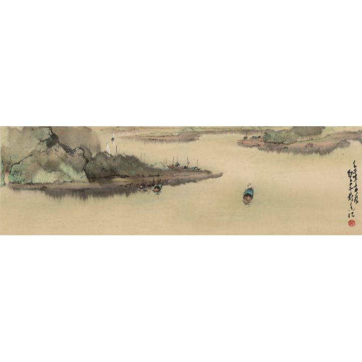 譚聖卓 山水橫幅 Tan Shengzhuo (Chinese), A landscape painting
