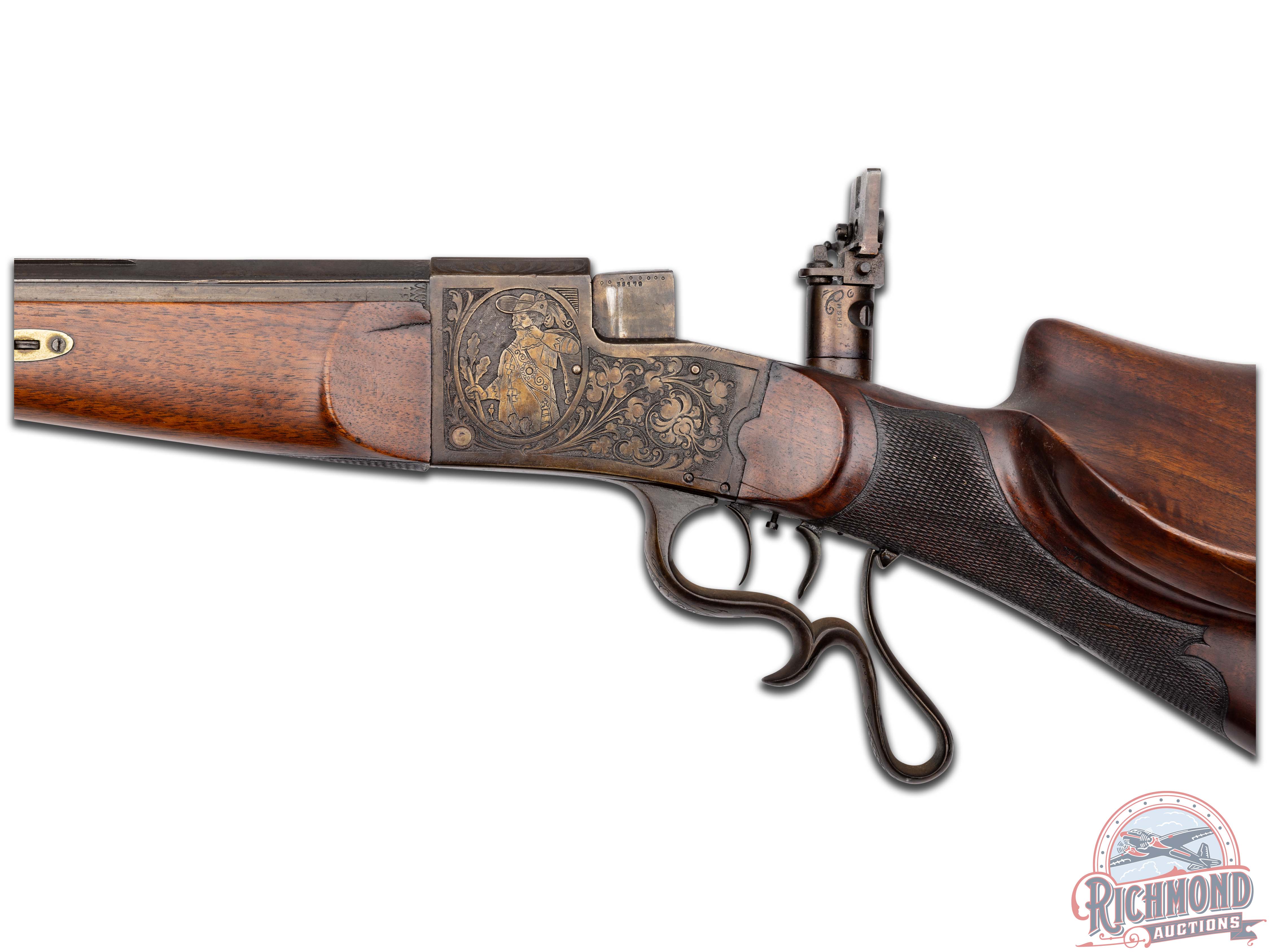 Heavily Engraved Early 20th Century German Schuetzen Falling Block ...