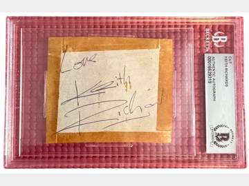 Rolling Stones: Keith Richards Signed Cut with "Love" Inscription (Beckett & Tracks Authentication)