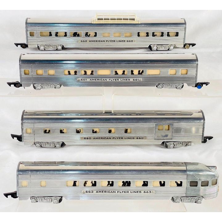 American Flyer Postwar S Gauge Aluminum Streamliners 661 - 660 - 662 - 663