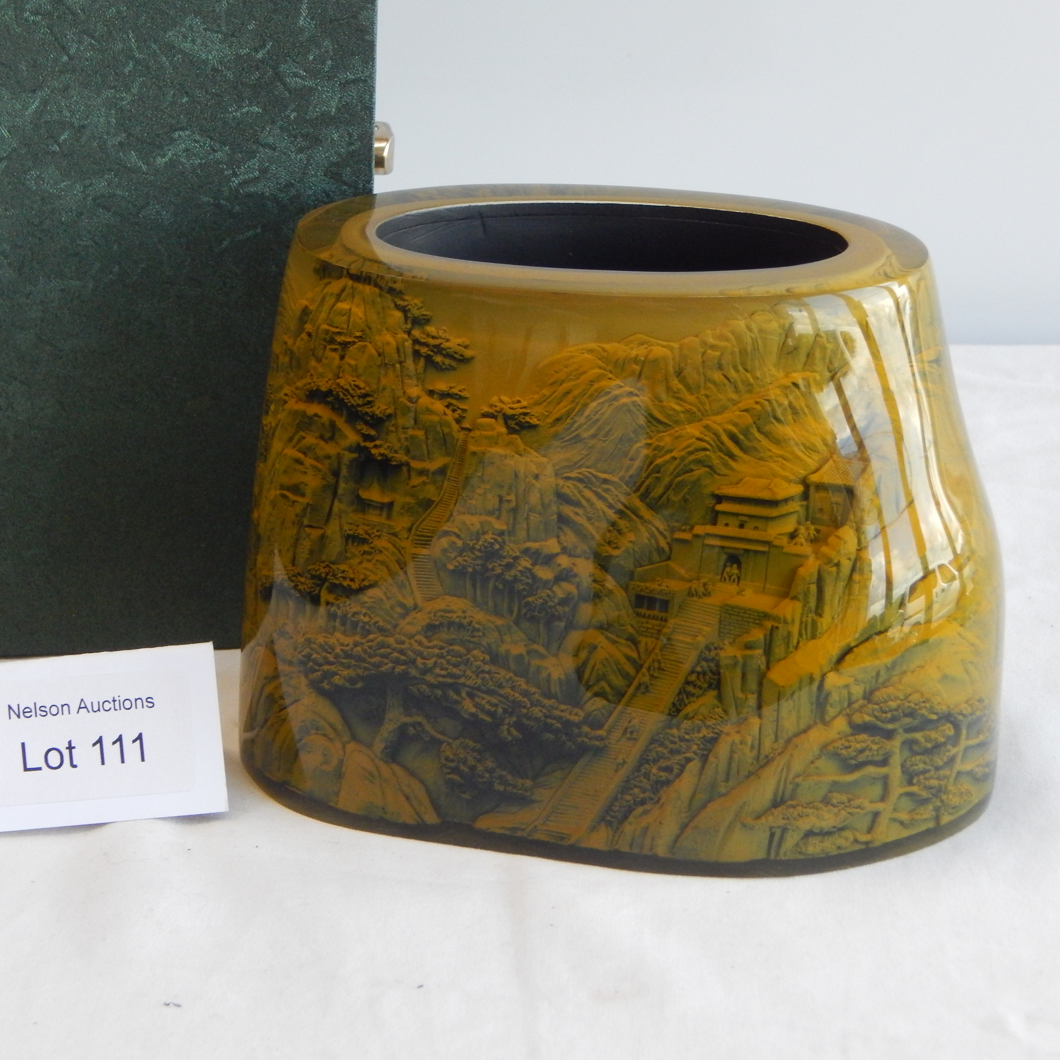 Boxed Contemporary Chinese style brush pot or bi tong — NZ auction result