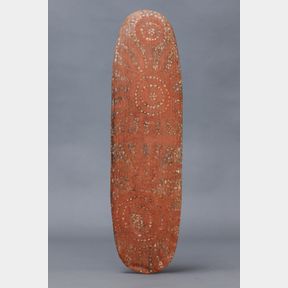 EARLY PAINTED CEREMONIAL SHIELD, DESERT NORTH, NORTHERN TERRITORY, AUSTRALIA