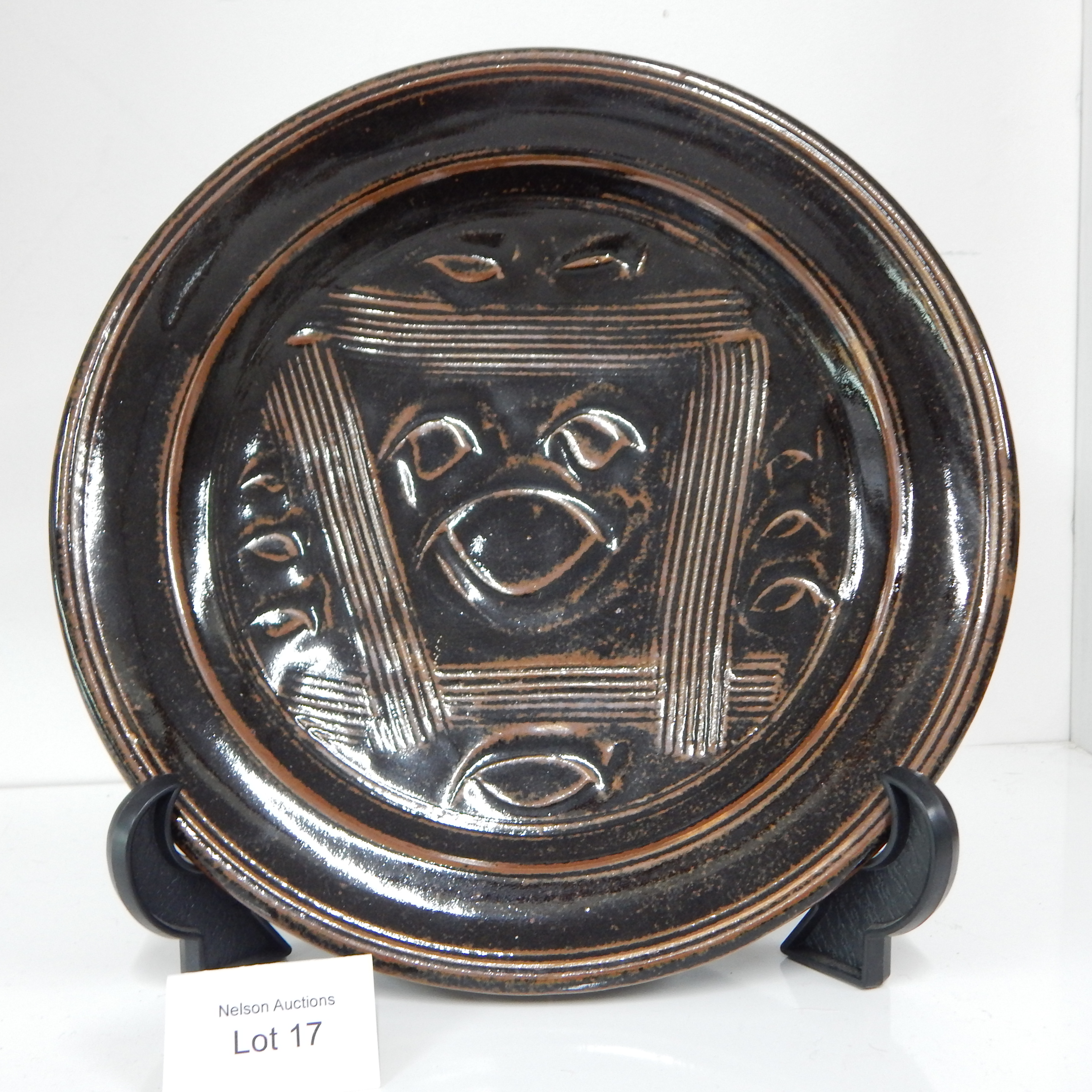 Tenmoku Glazed Plate - Harry Davis of Crewenna Pottery — sold at auction in New Zealand for $90