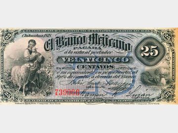 M108a – 25 Centavos El Banco Mejicano, 1878. AU.