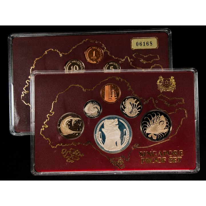 Singapore Republic Proof Set 1982 1cent-$1 Cert No;13364,06168 Total of 2 sets