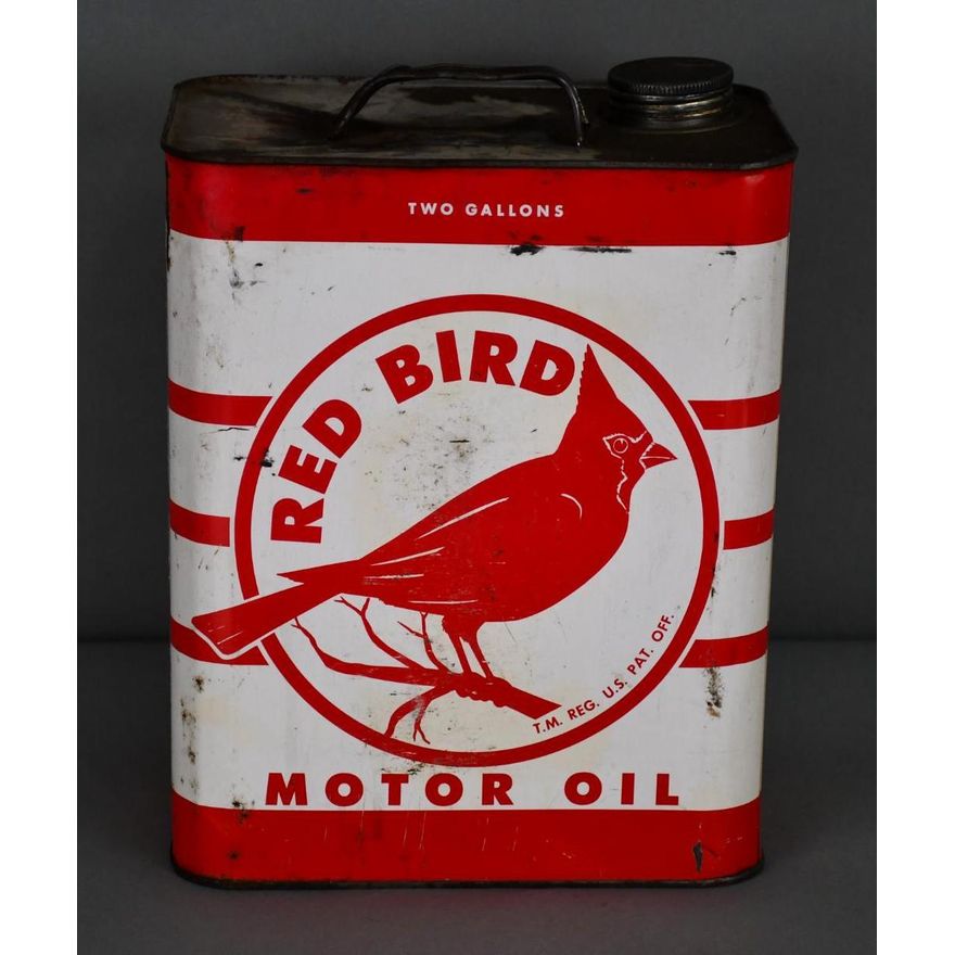 Red Bird Motor Oil w/Cardinal Image Two-Gallon Metal Can
