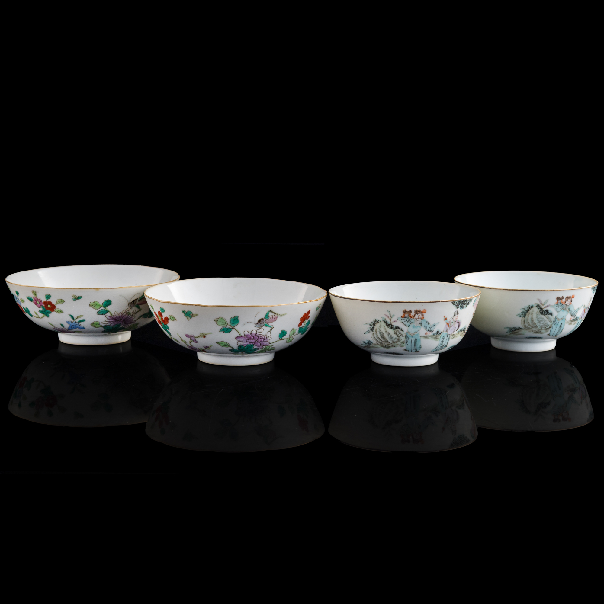 十九世紀粉彩碗四隻Four Chinese famille rose bowls, 19th