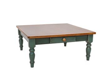 Farm House Style Coffee Table with Oak Top and Painted Base