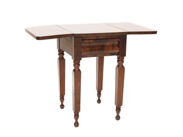 Early 19th C. American Empire Style Mahogany Drop Leaf Side Table