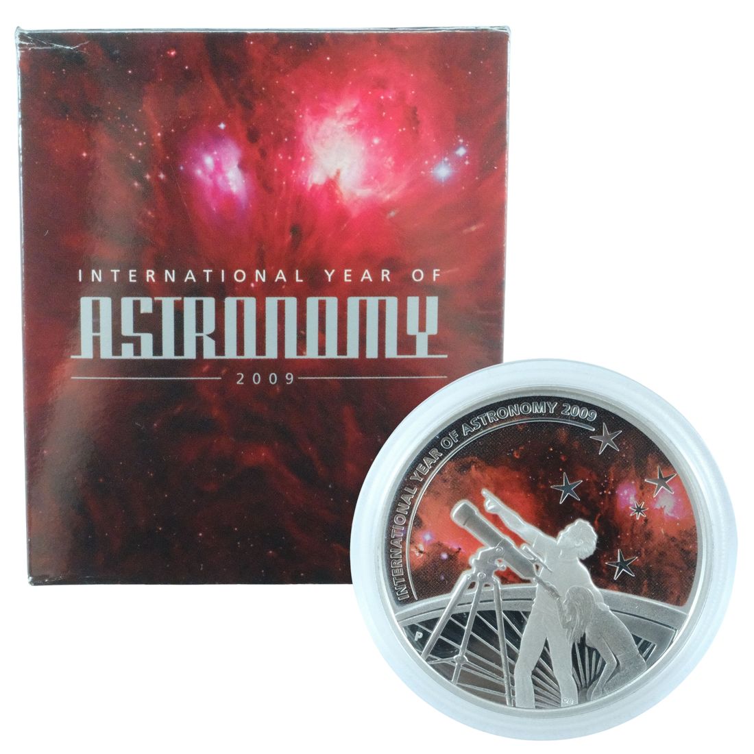 Australia 2009 'Year of Astronomy' Coloured Silver (999) Proof $1, FDC