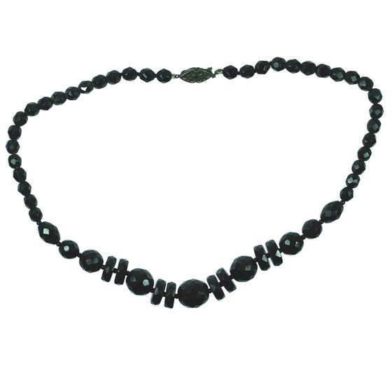 Vintage French Jet Necklace with Graduated Beads