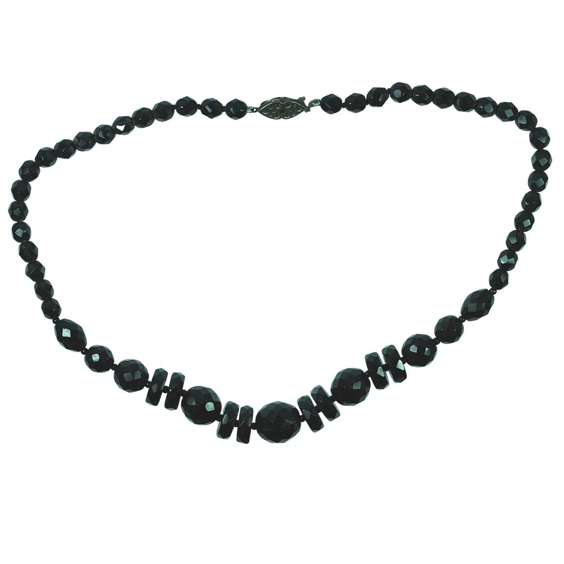 Vintage French Jet Necklace with Graduated Beads