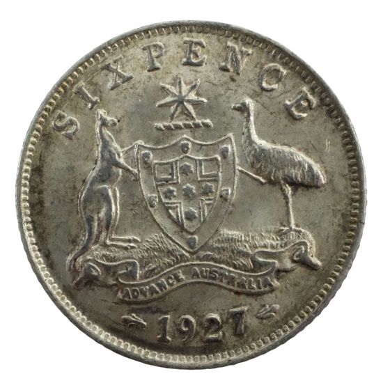 Australia 1927 Sixpence, Choice Uncirculated