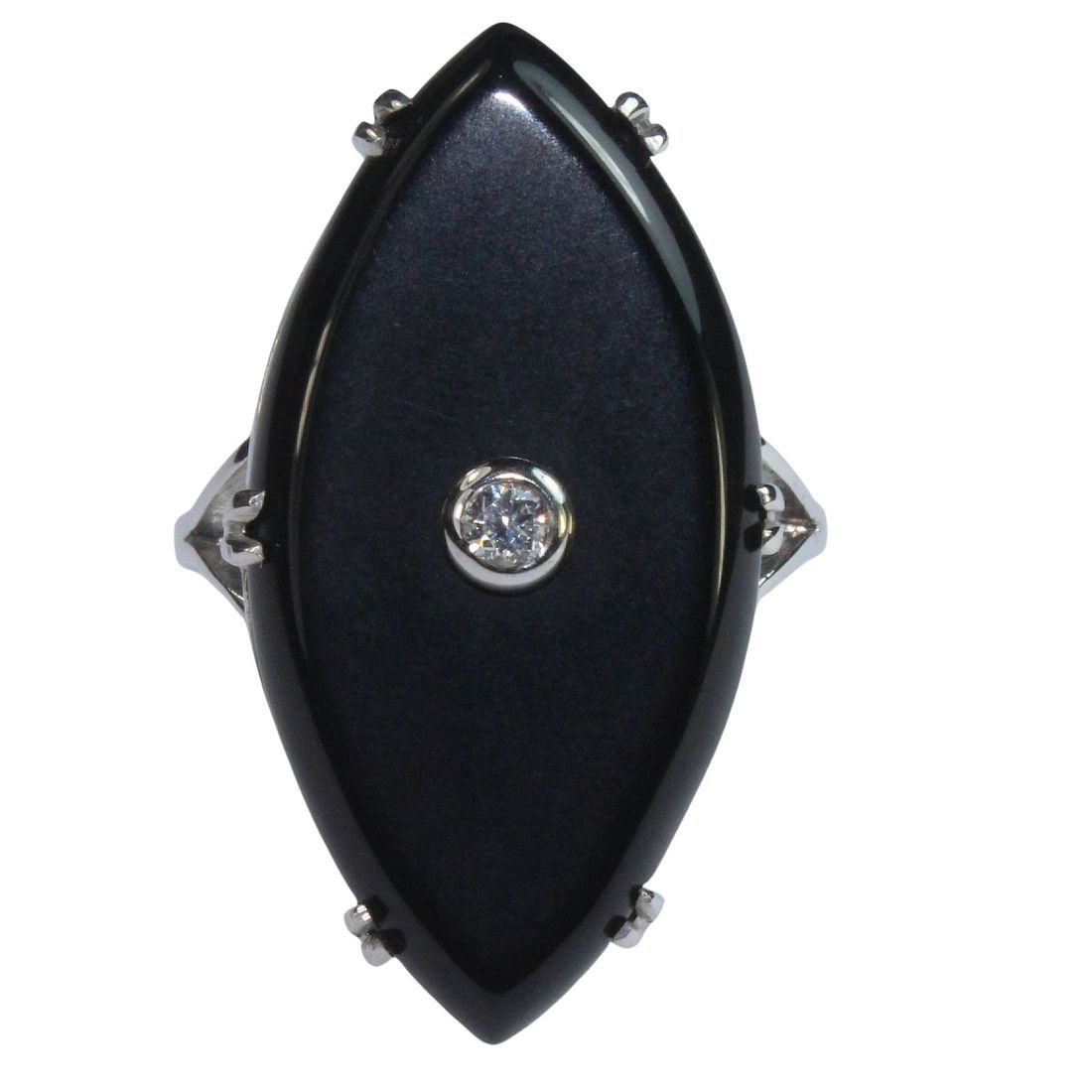 Diamond & Onyx Ring in 18ct White Gold