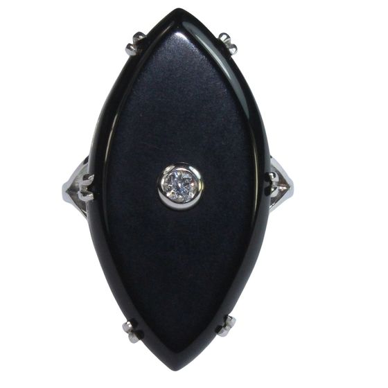 Diamond & Onyx Ring in 18ct White Gold