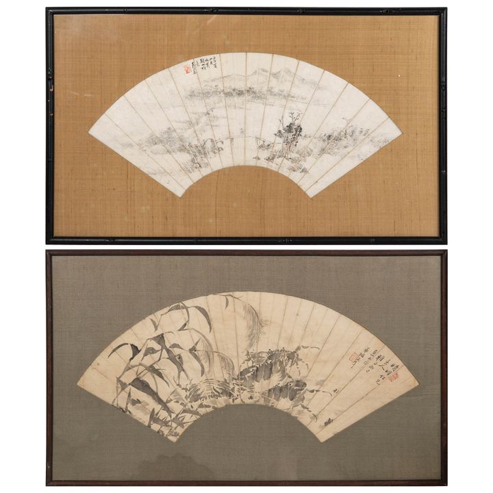 吳宗泰 、招堯年 山水扇面·花卉扇面 Two Chinese fan paintings, signed Wu Zongtai (Chinese, 1862-1929); Zhao Yaonian (Chinese)