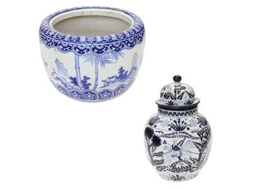 Group of Blue and White Porcelain, Two Pieces Total