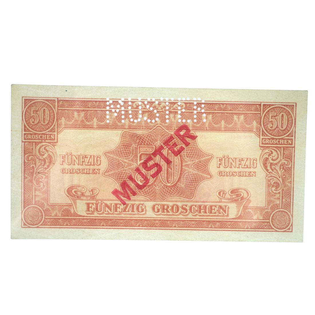 Austria (Allied Military Authority) 1944 Muster (Specimen) Emergency 50 Groschen, Uncirc OPQ