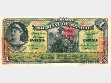 M296d – 1 Peso El Banco Nacional de México, 1889. VF+.