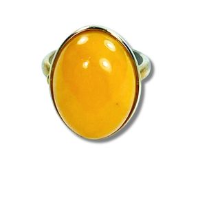 Amber Cabochon Cocktail Ring in 9ct Yellow Gold
