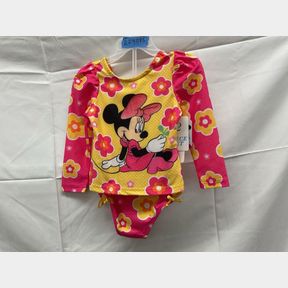 Disney - Girl's 2 Piece Long Sleeve Rash Guard & Brief Bottom Swim Set - Minnie Mouse - 18 Months