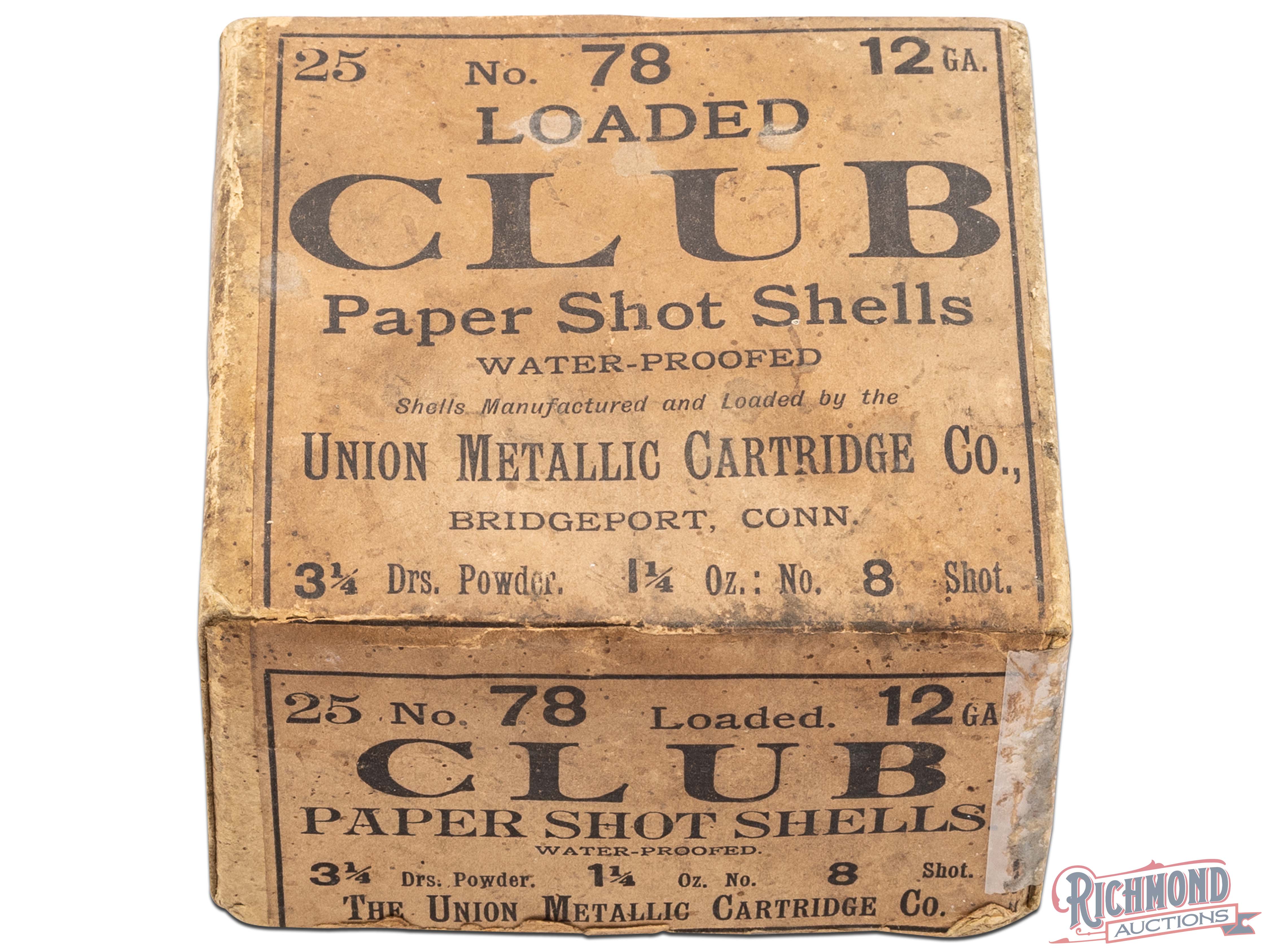 Union Metallic Cartridge Co. 12 Gauge Loaded Club Water-Proofed Paper ...