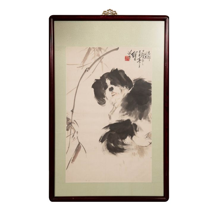 劉繼甴畫狗鏡框 Liu Jiyou (Chinese), A painting of a dog