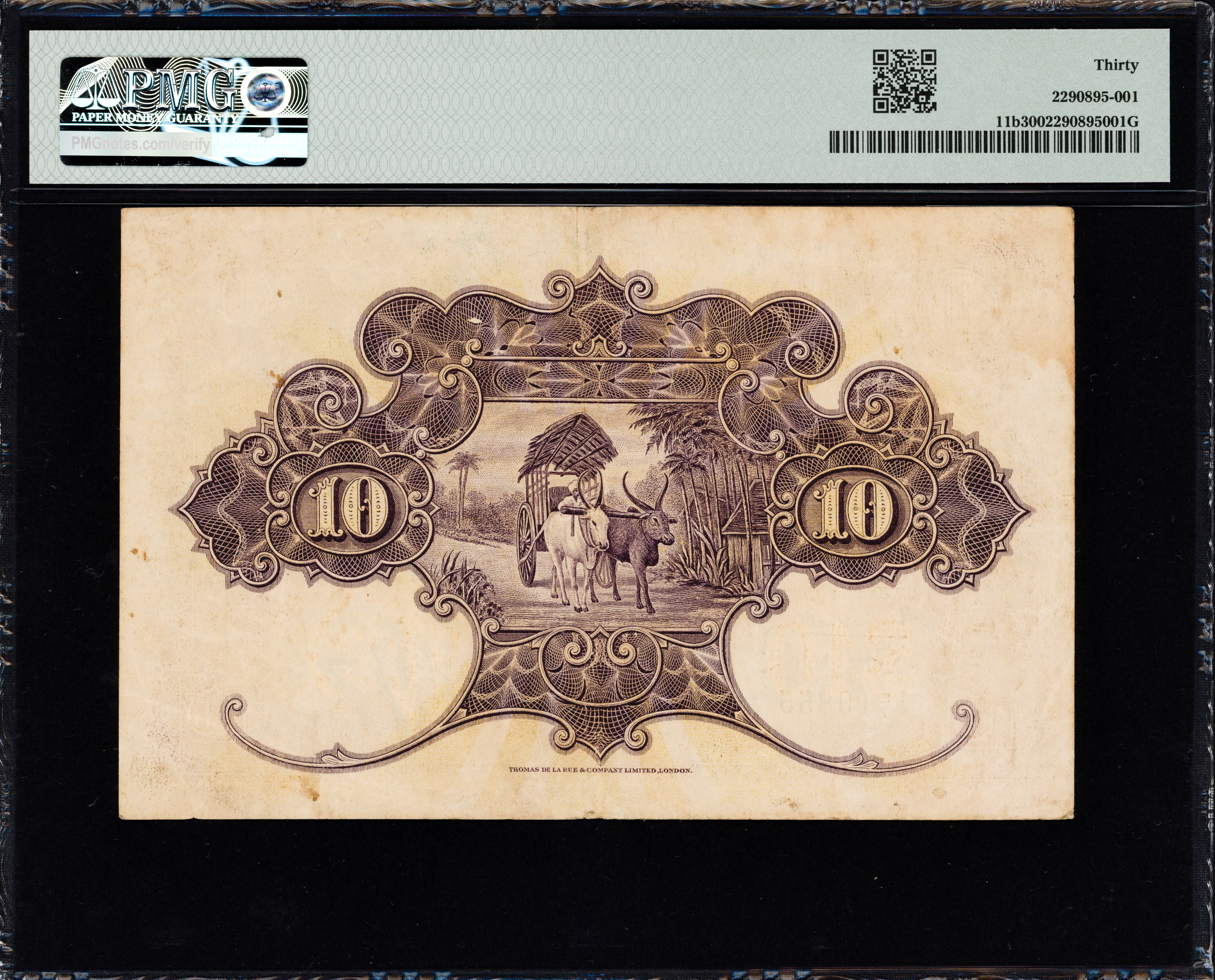 Straits Settlements 1930 Atap Series $10 S/N:E/7 19855 PMG