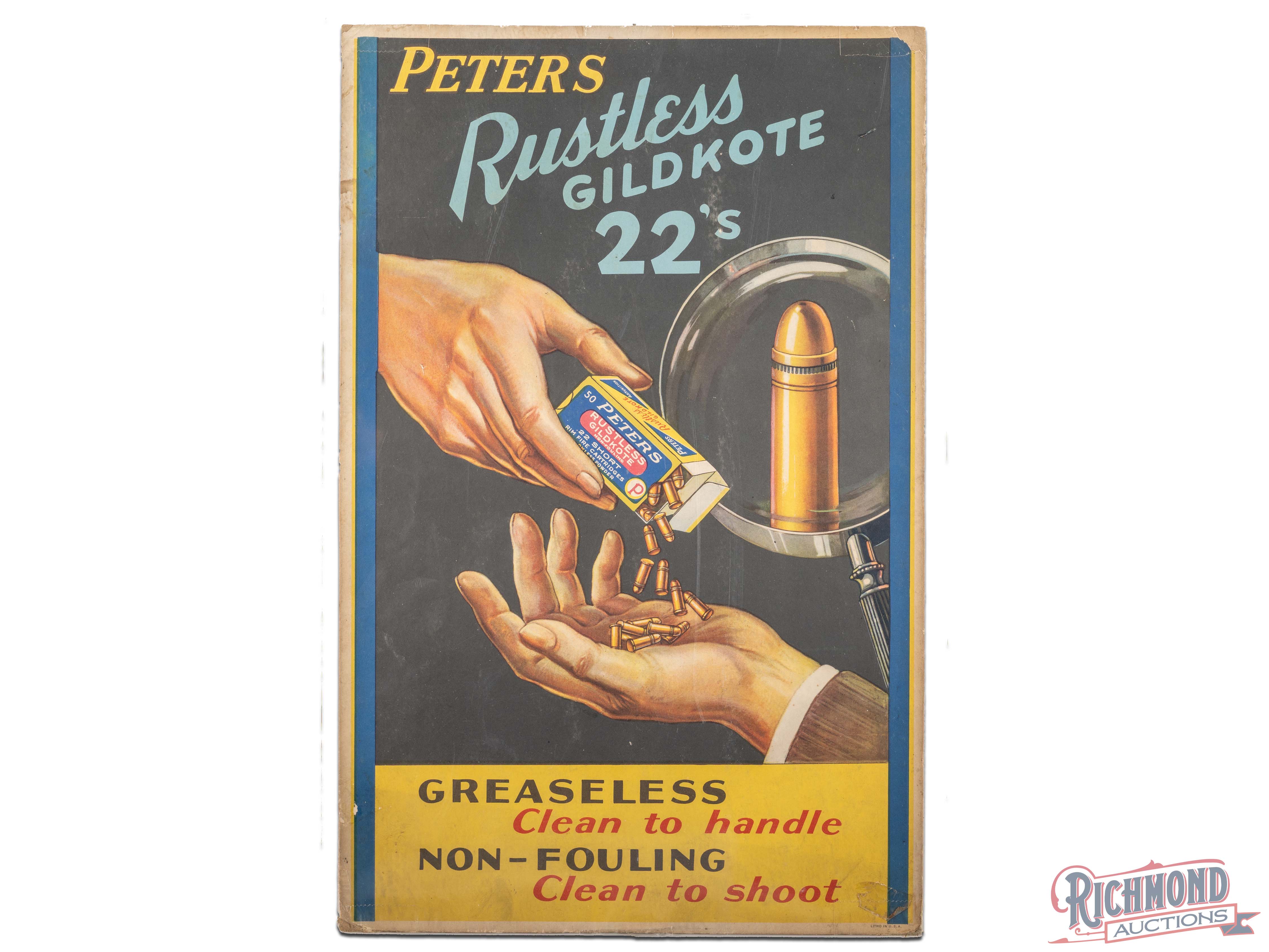 Peters Rustless Gildkote 22's Cardboard Advertising Display Sign ...