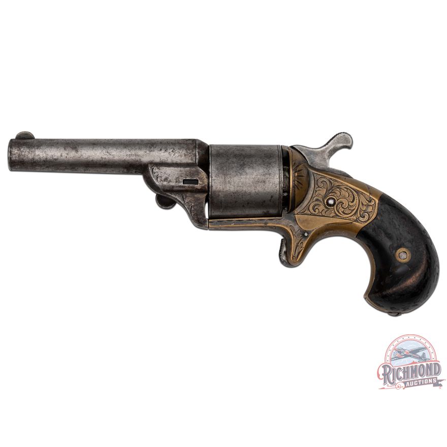Nice Rare Antique National Arms Co Front Loading 32 Teat-Fire Revolver With Hooked Extractor