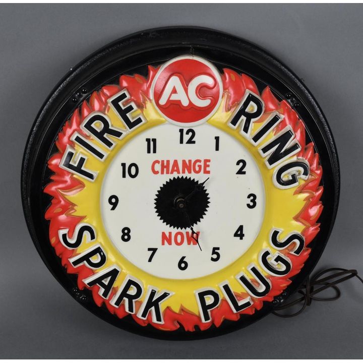 AC Fire Ring Spark Plugs Plastic Lighted Clock
