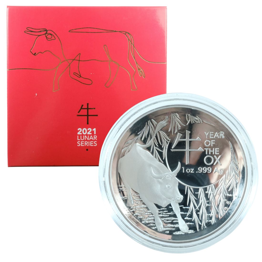 Australia 2021 Year of the Ox' Domed Proof Silver (999) $5, FDC