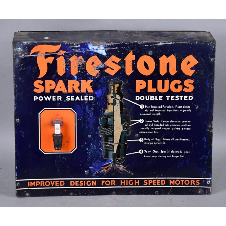 Firestone Spark Plugs Metal Display Cabinet