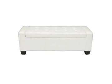 White Leather Rectangular Storage Ottoman