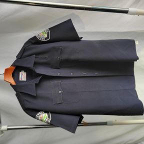 Navy Blue Uniform short sleeve Shirt w/ California Police Patches, Size 2XL