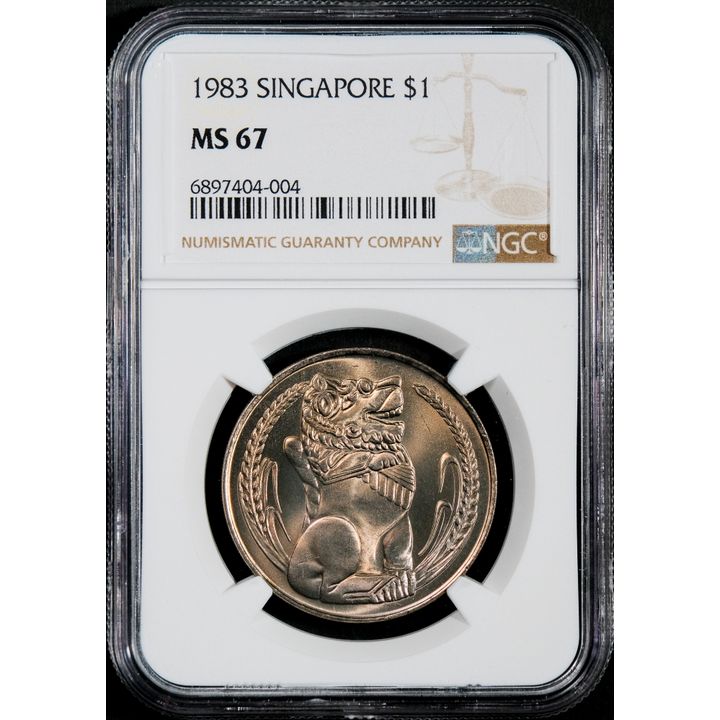 Singapore 1983 Merlion $1 NGC MS67 (6897404-004)