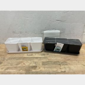 Room Essentials - Square Indoor Outdoor 3 Planter Pots with 1 Saucer 12.2"x4" - 4 Pieces - Set of 2