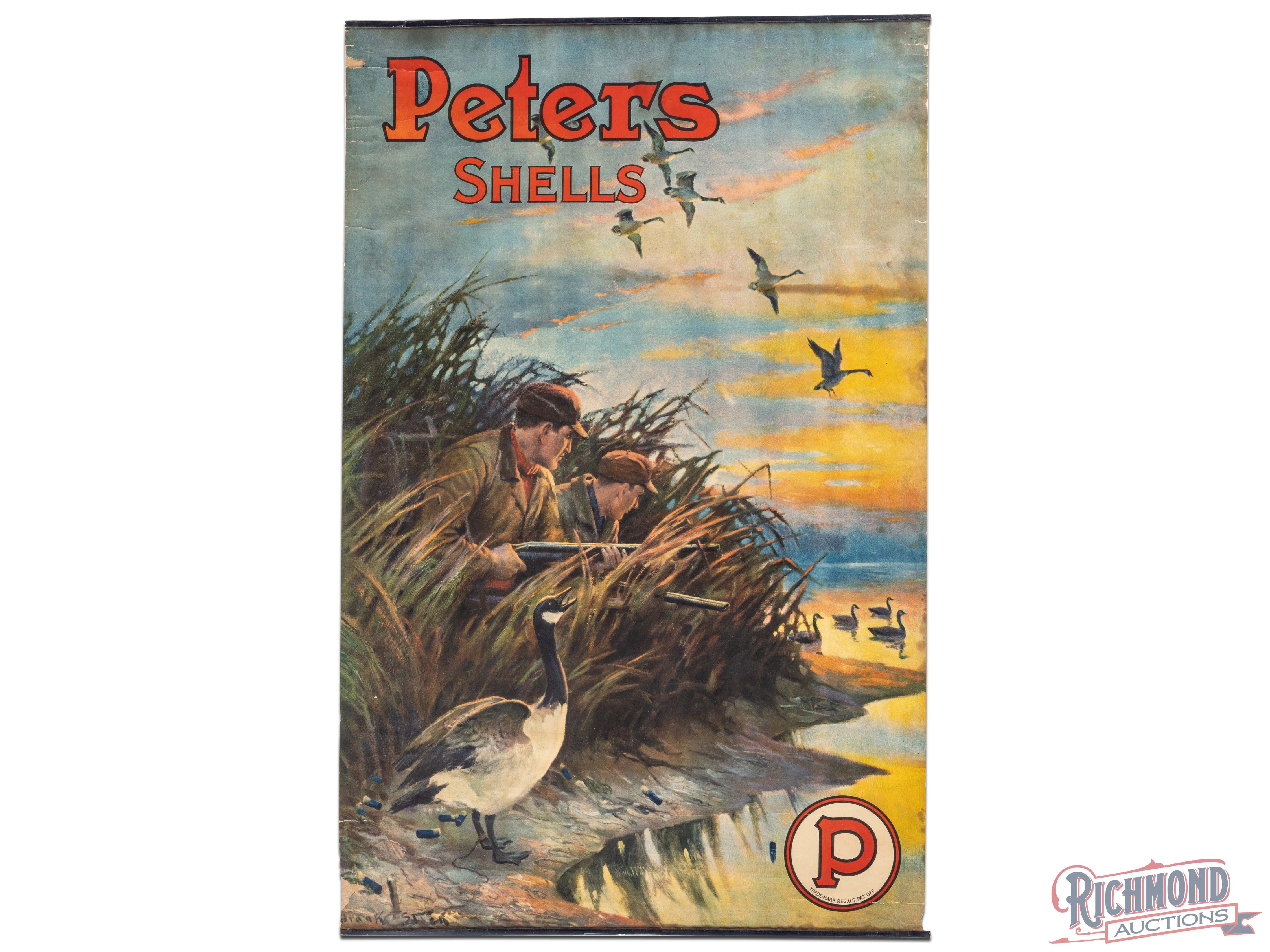 Peters Shells Advertising Display Sign w/ Hunt Scene | Richmond Auctions