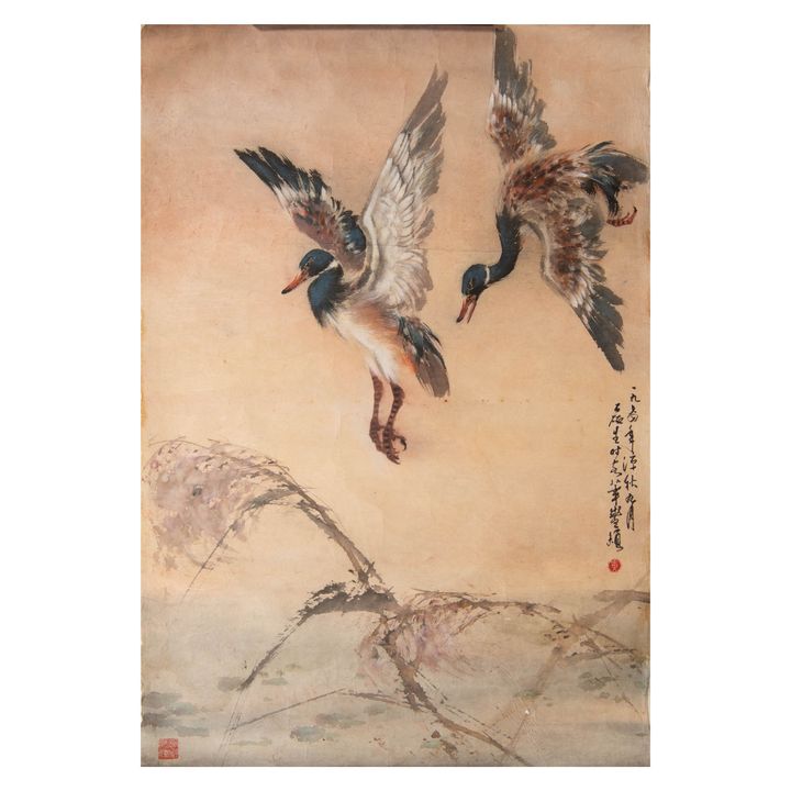 黃磊生 雙雁圖 Huang Leisheng (Chinese), A painting of two wild geese