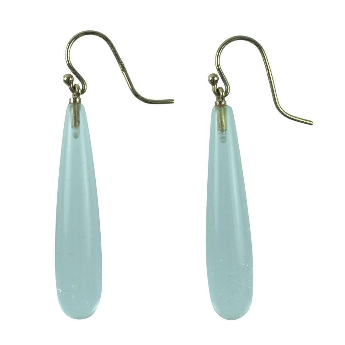 Art Deco-style Rock Crystal Teardrop Earrings with 9ct Gold Hooks (Pair)