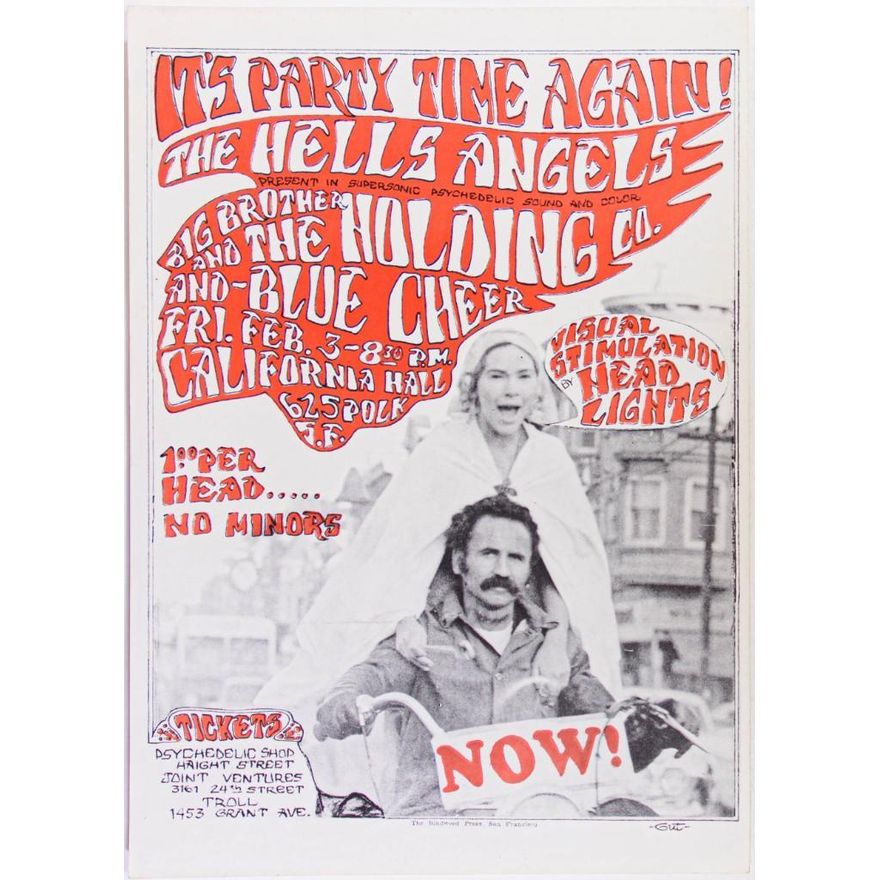 1967 AOR-2.248 Big Brother Janis Joplin Blue Cheer California Hall Poster Near Mint 85