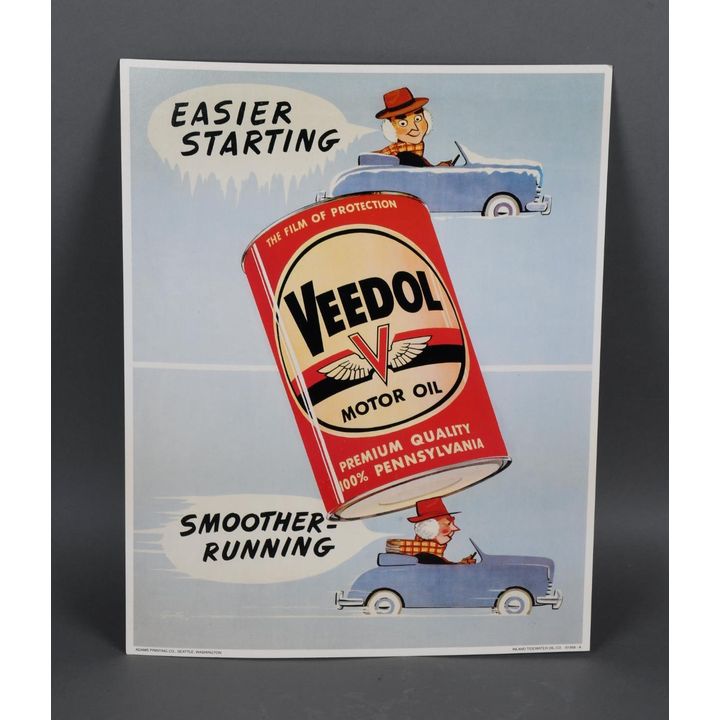 Veedol Motor Oil Easier Starting-Smoother Running Cardboard Sign (TAC)