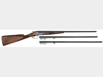 EXCEPTIONALLY RARE AND DESIRABLE PARKER REPRODUCTIONS DHE 28 GAUGE AND .410 BORE THREE BARREL SET