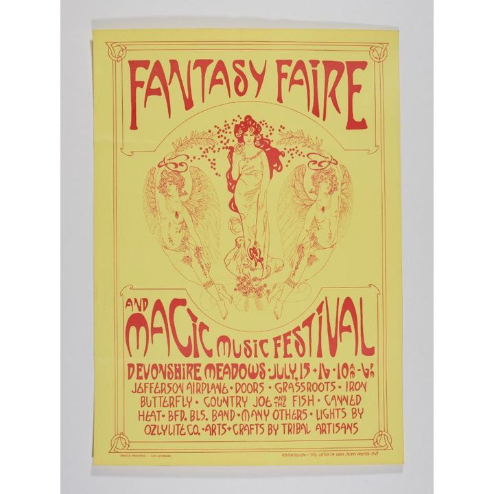 1967 The Doors Jefferson Airplane Fantasy Faire Magic Music Festival Poster Excellent 73