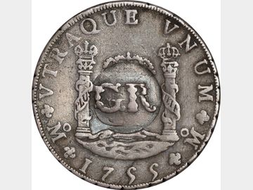 KM# SIMIL 8.2 – 6 Shillings 8 Pence sobre 8 Reales 1755 Mo MM. VF.