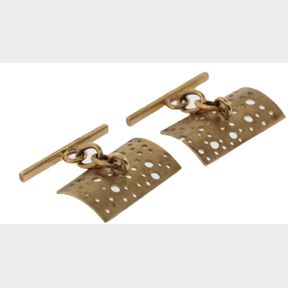 Vintage Cufflinks in brushed 9ct Gold with unusual piercings
