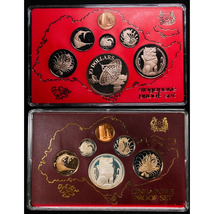 Singapore 1980,1982 Proof Coin Set Total 2 sets.